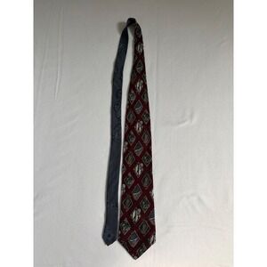 Stuart Ashley Mens Silk Tie Burgundy Golf Tennis Baseball Sports Novelty Print